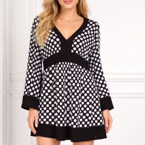 J.T.B. Black & White Polka Dot Dress - Large